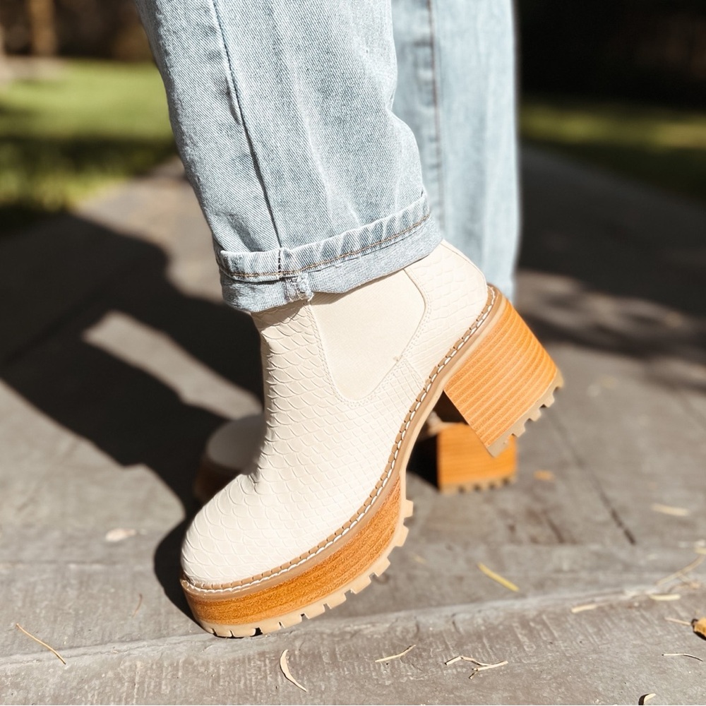 PLATFORM IVORY PYTHON BOOTS